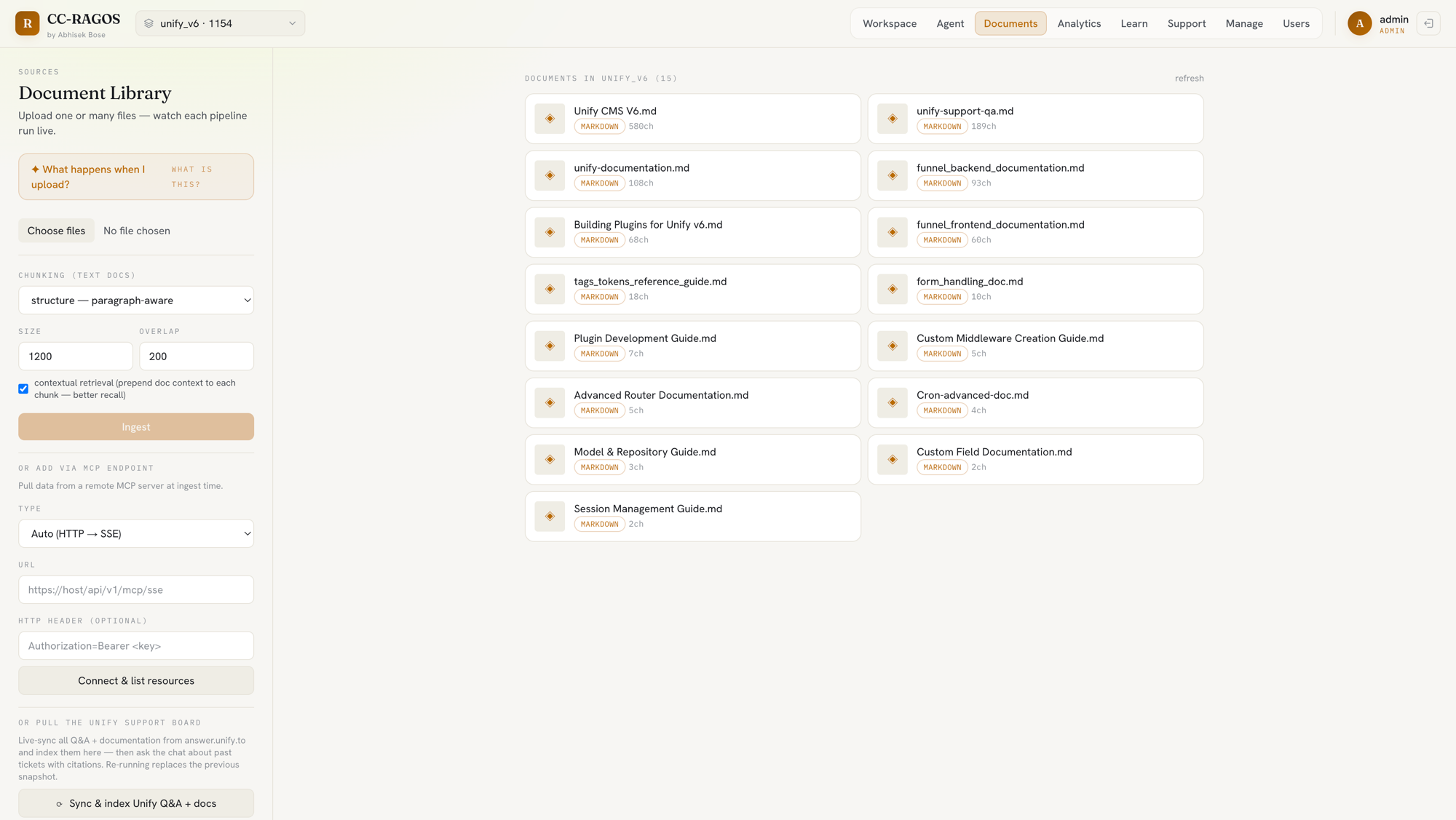 Document library and ingestion pipeline